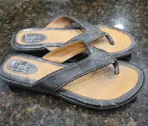 B.O.C Born Concept Zita Flip Flops Womens Size 8 Black Leather Slip On BC3527