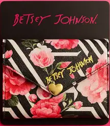 Betsey Johnson Floral Stripe Trifold Wallet NWT