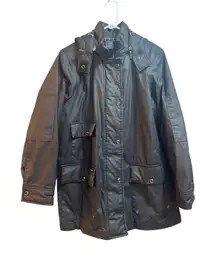 Lauren Ralph Lauren Waxed Cotton Rain Jacket with a Detachable Hood. Size M