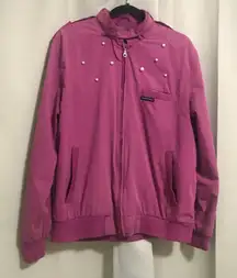 Members Only Vintage Women’s Pink Bomber Jacket with Pearl Details