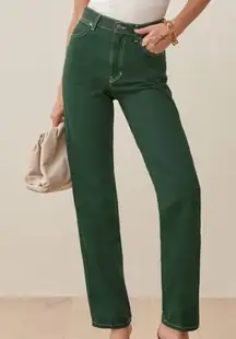 Reformation Cowboy High Rise Straight Leg Jeans in Emerald