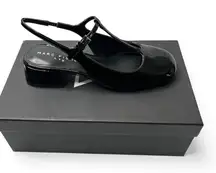 Marc Fisher Ltd Women's Folly Black Patent Leather T-Strap Sling Back Pumps Size