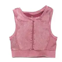 AERIE Offline Seamless Macrame Longline high neck Sports Bra in earthen-Sz small