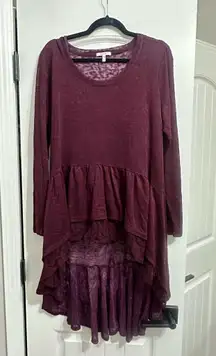 Plum Shimmer High Low Top with tank top 