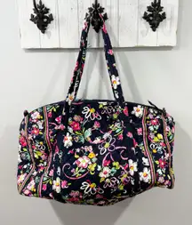 Vera Bradley Large Duffel Bag Ribbons Floral Quilted Travel Tote EUC