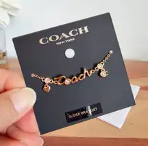 NWT Coach Script Heart Slider Bracelet