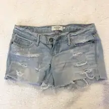 Abercrombie & Fitch Light Wash Low Waisted Blue Denim Shorts
