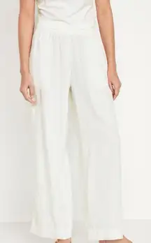 Old Navy Women Linen Blend Wide Leg Cream XL Pull On Stretch NWT Casual Pull On