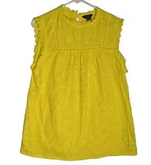 F&F Sleeveless Eyelet Top Bright Yellow 100% Cotton Size 14