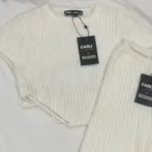 Missguided Cream Ribbed Knit Set