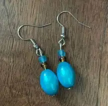 Teal handmade dangly earrings