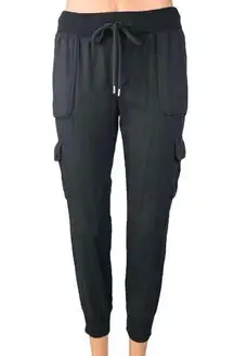 Aritzia Community Cebu Black Pull On Tapered Cargo Jogger Sweat Pants Size XXS