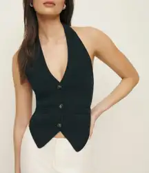 REFORMATION Black Romy Halter Sweater Vest