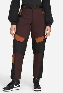 Nike NEW S  Jordan "Cozy Girl" Brown Quilted Panel Fleece Pants DJ2731-203 Belt