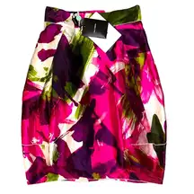 Runway 2008 Abstract Modern Floral Midi Skirt Size 40 NEW
