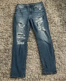 American eagle distressed super high rise Jeggings crop jeans size 12