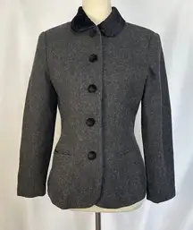 Vintage‎ Fundamental Things Blazer Womens Petite Size 6 100% Pure New Wool Gray