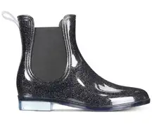 INC Women’s Raelynn Rain Black Glitter rain Boots sz 6