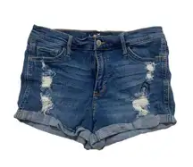 High-Rise Distressed Short-Short Stretchy Denim Jean Shorts