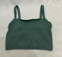Colsie green ribbed spaghetti strap cropped top woman’s size large