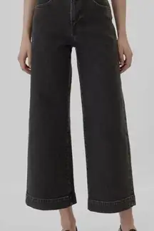 Gap High Rise Wide Leg Crop Jeans Womens 18/34R Black Baggy Boho Stretch New NWT