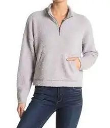 RDI Womens L Cozy Half Zip Pullover Top Sweater Stretchy Light Gray Soft