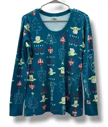 Hanna Andersson Star Wars Long John Pajama Top Women's Large Holiday Baby Yoda