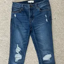 Harper Heritage, distressed, fringed hem, midrise skinny jeans size 26