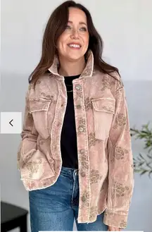 Mystree Corduroy Embroidered Shacket