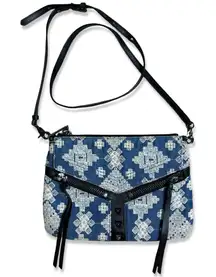 Botkier Blue Denim & White Cross Stitch Crossbody Trigger Purse