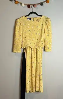 Vintage yellow and black patterned dress