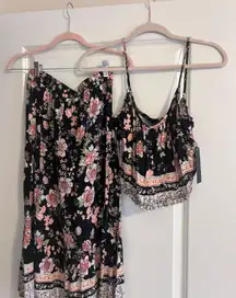 Floral Crop Top And Skirt Set