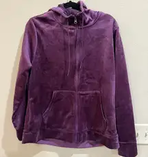 Time and Tru Purple Velour Full Zip Hoodie Jacket‎ Womens XL