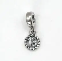 Pandora  Silver 16th Birthday Authentic Dangle Charm