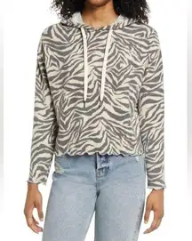 La La Land Creative Co. Women's Long Sleeve Zebra Print Hoodie Medium NWT