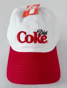 Diet Coke Hat Cap Coca Cola Womens Embroidered Adjustable White Red Fun Gift