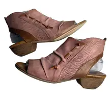Miz Mooz Celia Leather Open Toe Sandals Blush Pink Size EU 38 US 7.5