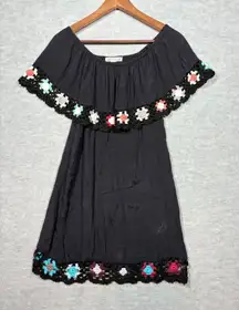 Beach By Exist Off-Shoulder Crochet Granny Square Dress‎ S Beach Cover Up