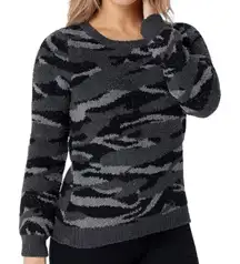 Barefoot Dreams CozyChic Seaside Crew Sweatshirt Sweater Medium Carbon Camo