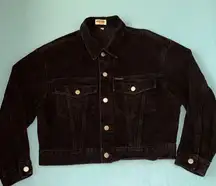 GUESS JEANS jacket black button up 2 chest pockets button cuffs vintage size M