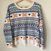 Heart Pullover Knitted Sweater Size Large