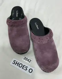 Womans LL Bean Mauve Suede Slip On Clogs 7 M
