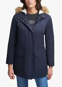 Women's Sherpa Lined Mid-Length Jacket with Faux Fur Collar size M