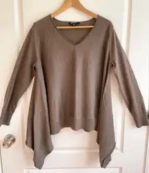 DKNY Asymmetrical Sweater Merino Wool L Quiet Luxury Soft Parisian Euro Capsule