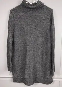 Zara Knit Medium Gray Turtleneck Sweater Oversized Dress Winter Warm Basic Fall