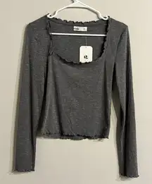 Elodie Charcoal Long Sleeve Top