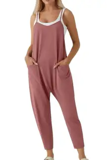 NWT Halara Mauve Pink Loose Tapered Leg One Piece Jumpsuit Baggy Oversized Large