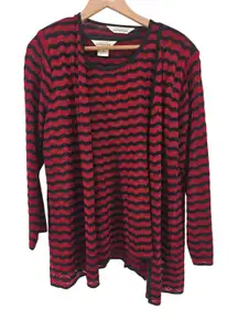 Exclusively Misoook Red Black Chevron Knit Cardigan Sweater Set Womens Medium