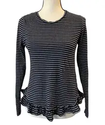 Banana Republic Women’s Striped Ruffled Long Sleeve Tee Size S