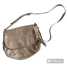 Taupe Vegan Leather Saddlebag Crossbody Purse